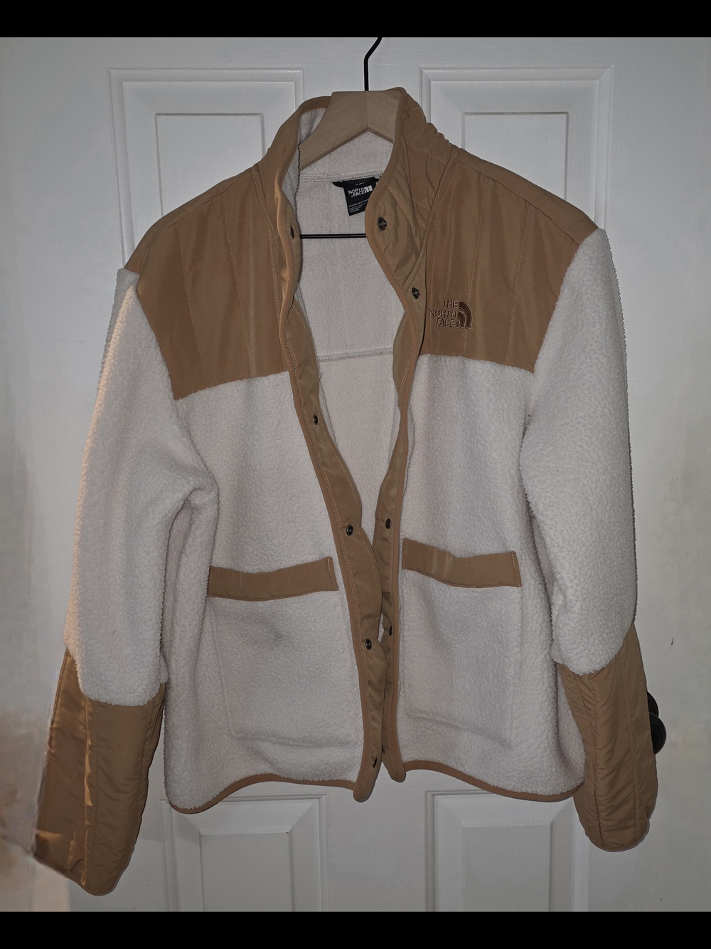 The North Face Women's Two-Tone Teddy Jacket in Cream & Tan